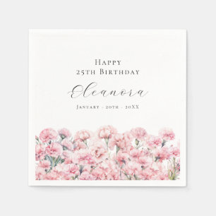 25. Geburtstag Rosa Nelke Januar Geburtsblume Serviette