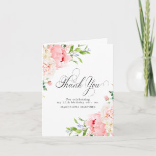 25. Geburtstag Rosa Pfingstrose Floral Gefaltet Dankeskarte