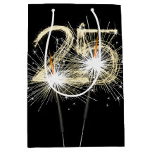 25. Geburtstag Sparklers auf schwarz