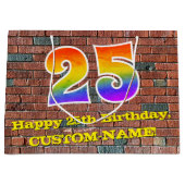 25. Geburtstag: Spaß, Graffiti-Inspiriert Regenbog Große Geschenktüte (Vorderseite)