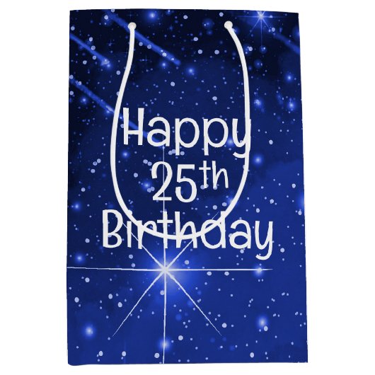 25. Geburtstag Star Galaxy Mittlere Geschenktüte (Vorderseite)