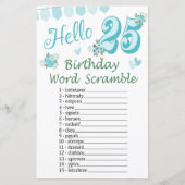 25. Geburtstag Word Scramble Game (Vorderseite)