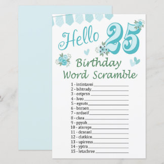25. Geburtstag Word Scramble Game