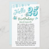 25. Geburtstag Word Search Game (Vorne/Hinten)