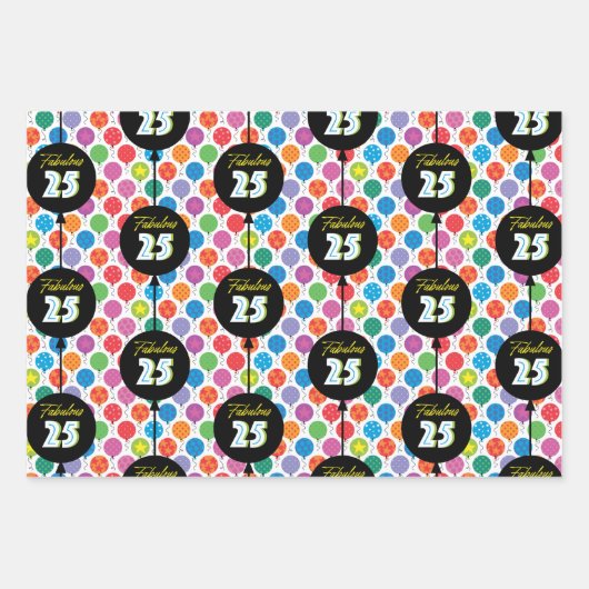 25. Geburtstagsballons Geschenkpapier Set (Vorderseite)