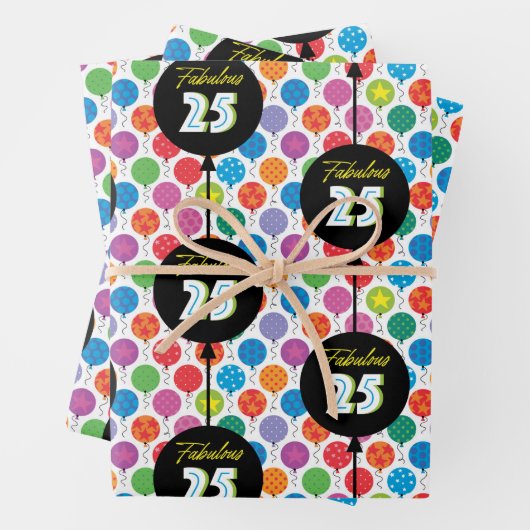 25. Geburtstagsballons Geschenkpapier Set (Beispiel)