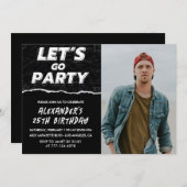 25. Geburtstagseinladungen Männer Schwarzes Foto Einladung (Vorne/Hinten)