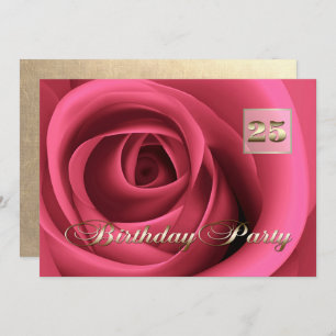 25. Geburtstagsfeier Elegant Rosa Rose Einladung
