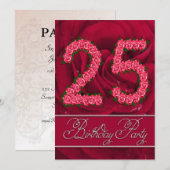 25. Geburtstagsfeier mit Rose Einladung (Vorne/Hinten)
