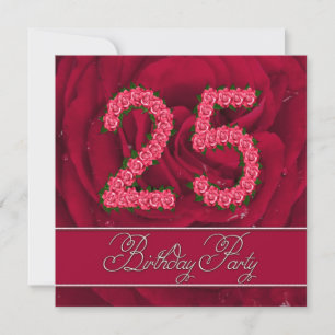 25. Geburtstagsfeier mit Rose Einladung