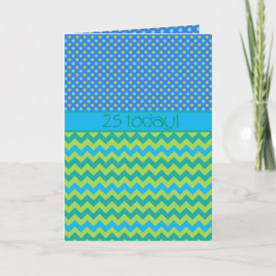 25. Geburtstagskarte: Polka Dots and Chevrons Karte