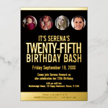 25. Geburtstagskreise mit Foto in Schwarz und Gold