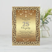 25. Geburtstagsparty 25., Royal Cheetah Gold plus Einladung (Stehend Vorderseite)