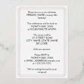 25. Geburtstagsparty — Elegantes Script + Individu Folieneinladung (Rückseite)