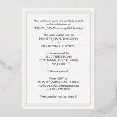 25. Geburtstagsparty - Extravagantes Drehbuch und Folieneinladung (Rückseite)