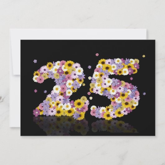25. Geburtstagsparty mit Blumenbriefen Einladung (Vorderseite)