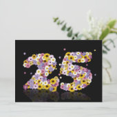 25. Geburtstagsparty mit Blumenbriefen Einladung (Stehend Vorderseite)