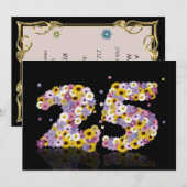 25. Geburtstagsparty mit Blumenbriefen Einladung (Vorne/Hinten)