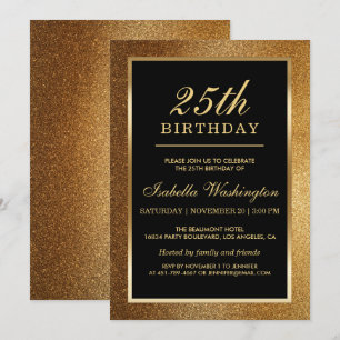 25. Geburtstagsparty   Trendy Glam Gold Glitzer Einladung