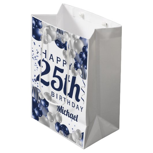 25. Geburtstagsseestützpunkt Mittlere Geschenktüte (Vorderseite Schrägansicht)