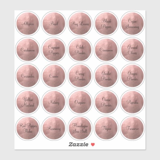 25 Gold Circle Spice in Schwarz und Rose Aufkleber (Blatt)