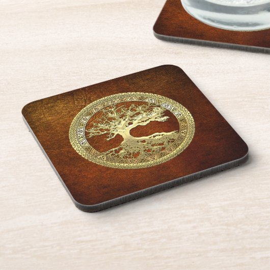 [25] Golden Celtic Tree of Life Getränkeuntersetzer (Linke Seite)
