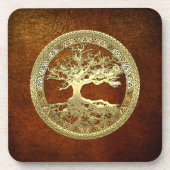 [25] Golden Celtic Tree of Life Getränkeuntersetzer (Vorderseite)