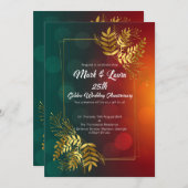 25. Goldene Blätter im Gartenjubiläum der Liebe Einladung (Vorne/Hinten)