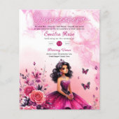 25 HAUSHALT Magenta Quinceanera Kleidung Blumenpap Flyer (Vorne)