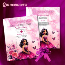 25 HAUSHALT Magenta Quinceanera Kleidung Blumenpap
