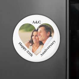 25 Heiratsjahrfeier Couple Keepake Heart Foto Magnet