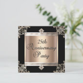 25. Hochzeit Jubiläum Art Deco Black Coffee Einladung (Stehend Vorderseite)