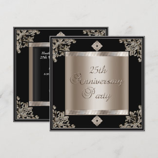 25. Hochzeit Jubiläum Art Deco Black Sepia Einladung