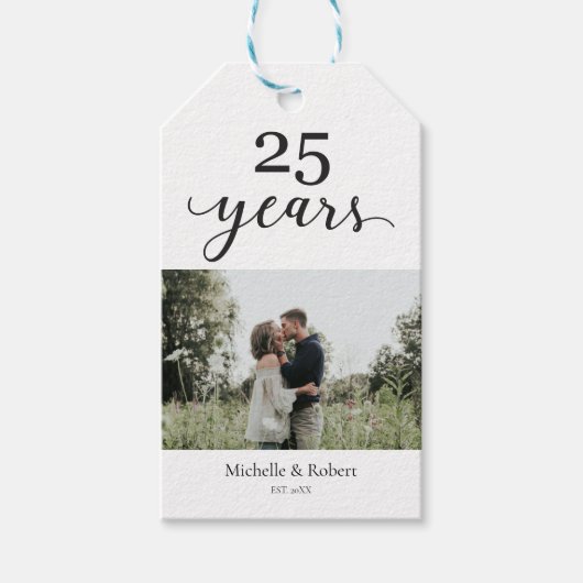 25. Hochzeit Jubiläum Elegantes Foto Minimalistisc Geschenkanhänger (Vorderseite)