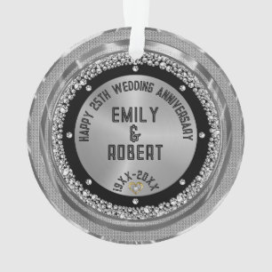 25. Hochzeit Jubiläum weiße Diamanten & Gold Ornament