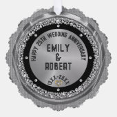 25. Hochzeit Jubiläum weiße Diamanten & Gold Ornament Karte (Vorderseite)