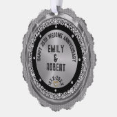 25. Hochzeit Jubiläum weiße Diamanten & Gold Ornament Karte (Links)