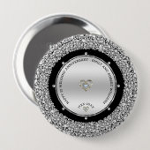 25. Hochzeit Jubiläum weiße Diamanten & Silber Button (Vorne & Hinten)