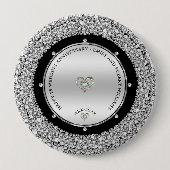 25. Hochzeit Jubiläum weiße Diamanten & Silber Button (Vorderseite)