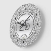 25. Hochzeit Jubiläum weiße Diamanten & Silber Große Wanduhr (Winkel)