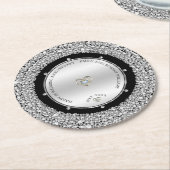 25. Hochzeit Jubiläum weiße Diamanten & Silber Runder Pappuntersetzer (Angewinkelt)