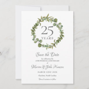 25. Hochzeit Silver Jubiläum Grünen Garten Save The Date