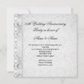 25. Hochzeit Silver Jubiläum Party Lace Pearl Einladung (Rückseite)