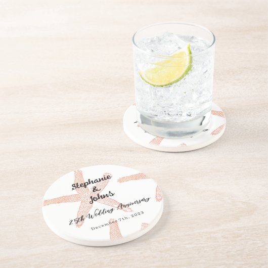 25. Hochzeit zum Jubiläum Starfish Individuelle Na Getränkeuntersetzer (Seite)