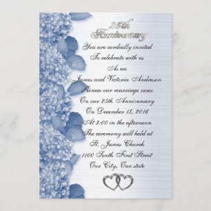 25. Hochzeitsjubiläum blaue Hortensie Einladung