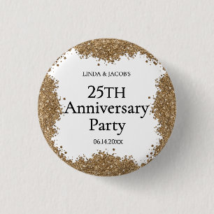 25. Hochzeitsjubiläum Gold-Faux-Glitter Button