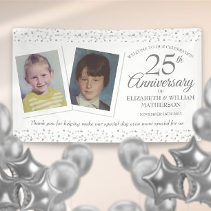 25. Hochzeitsjubiläum Kindheitsfotos Willkommen Banner