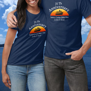25. Hochzeitsjubiläum Kreuzfahrt Blau Personalisie T-Shirt