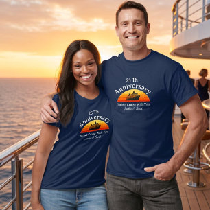 25. Hochzeitsjubiläum Kreuzfahrt Blau Personalisie T-Shirt