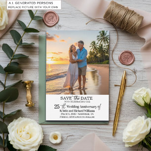 25. Hochzeitsjubiläum Save-the-Date-Foto Mitteilungskarte